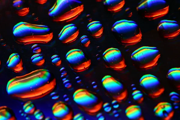 Gekleurde Water Drops Macro Close — Stockfoto