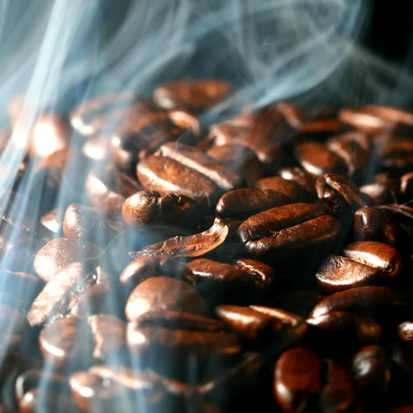 Makro Kaffebönor Aromarök — Stockfoto