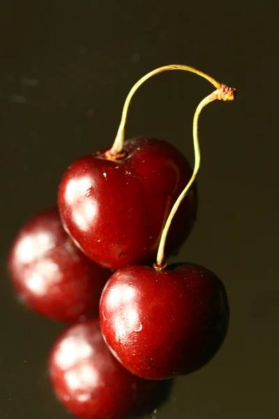 Cherry Black Background Close — Stock Photo, Image