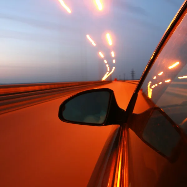 Velocidade Carro Movimento Noite Turva — Fotografia de Stock