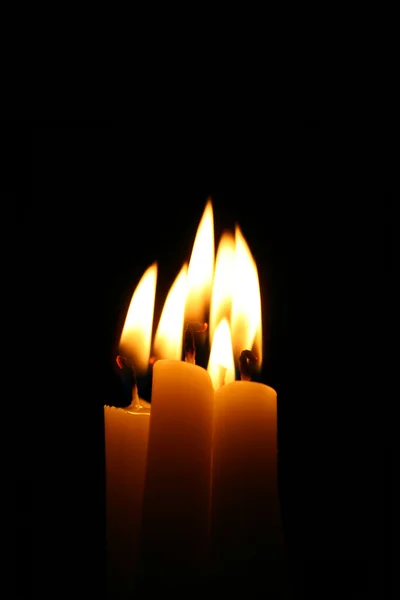 Posvátné Svíčky Tmě Černém Pozadí — Stock fotografie