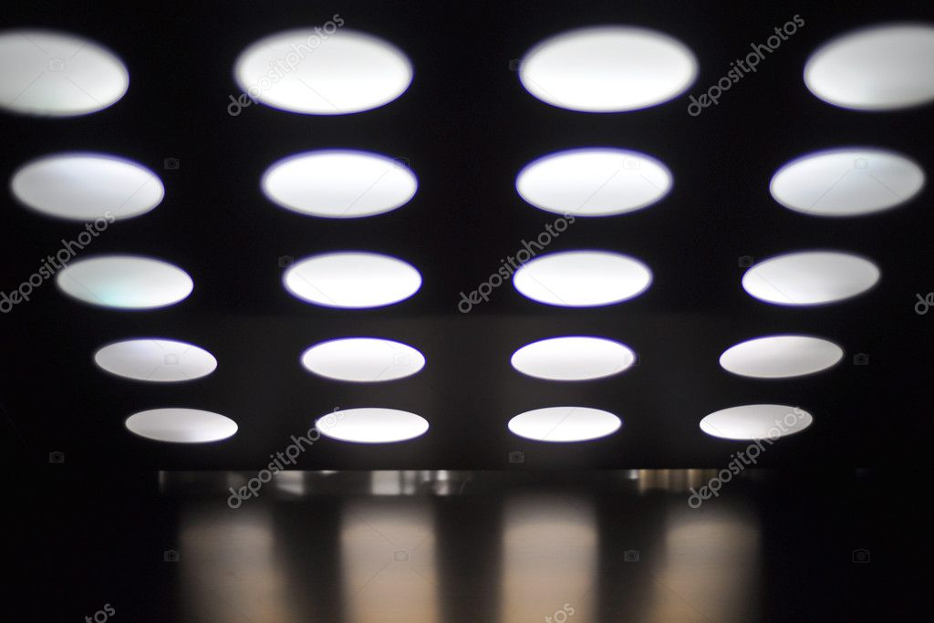 Ceiling with spotlights in an elevator