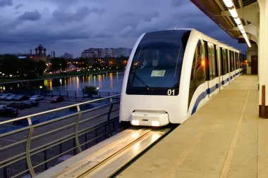 Train is arriving to Moscow light metro station clipart