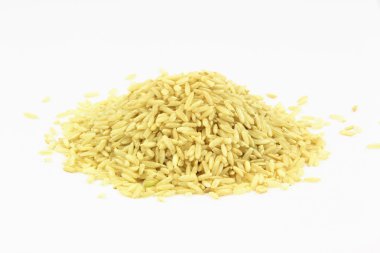 A pile of brown rice over white background. clipart