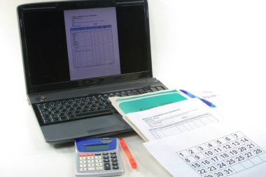 Picture represents Computerized preparation for finalizing of financial year and preparation of the tax declaration for the government. clipart