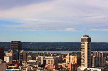 Still Picture of downtown Hamilton, Ontario, Canada and the Lake Ontario on background. clipart