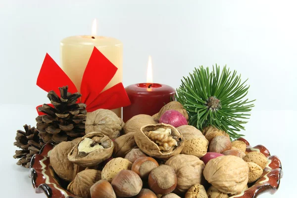 Símbolos Navidad Año Nuevo Decoración Navidad Buena Carne Nuez Rota —  Fotos de Stock