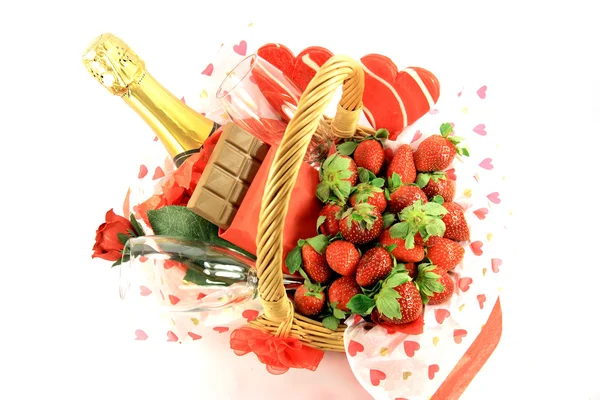 stock image Valentines Day Basket - top view.