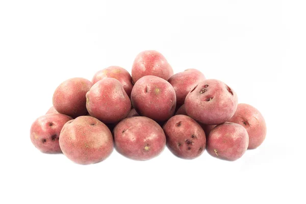 Röda Mini Potatis Över Vit Bakgrund — Stockfoto