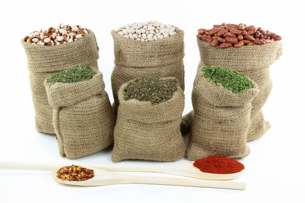 Beans and seasonings. — Stock Photo, Image