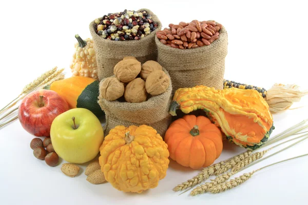 Fall Fruits, Nuts and squashes. — Stock Photo, Image