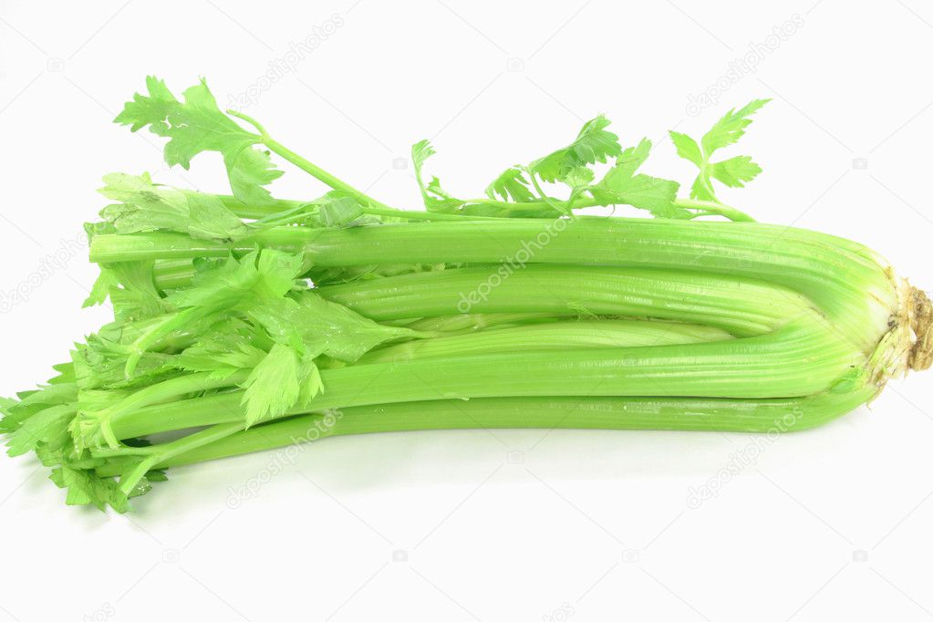 Celery leaves and stalks.