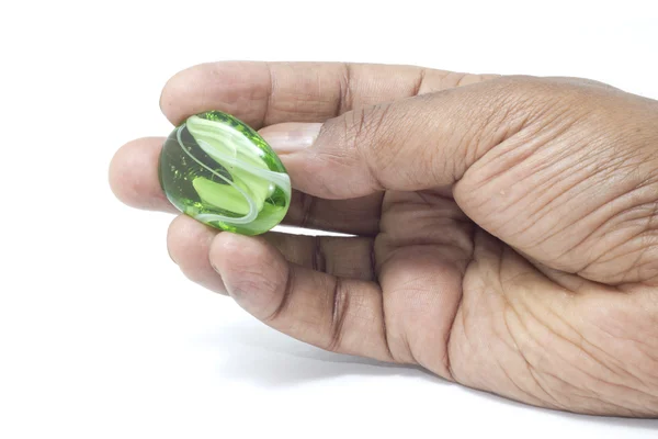 Beautiful Green White Marble Held Hand Display — Stock Photo, Image