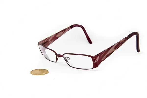 Pair Eye Glasses Keeping Close Eye Canadian Dollar Bill — Stock Photo, Image
