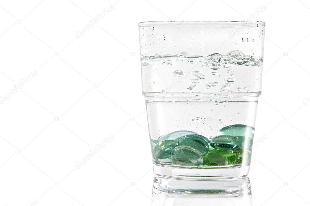 Marbles in a glass of water