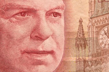 Portrait of William Lyon Mackenzie King on a 50 dollar bill clipart
