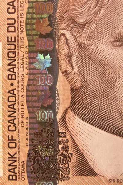 Портрет Сер Роберт Борден на 100 доларову купюру — стокове фото