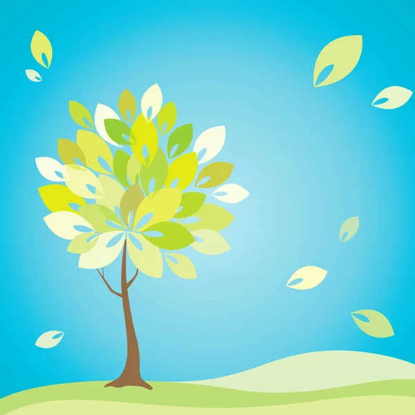 Tree with green leaves — Stock Vector