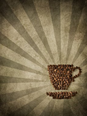 Coffee from coffee kernels on an old paper clipart