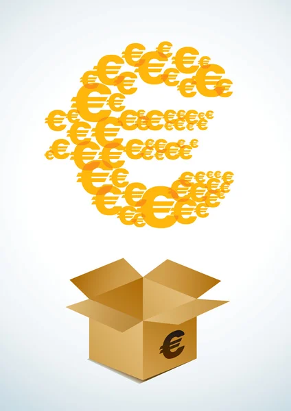 Caixa com euro — Vetor de Stock