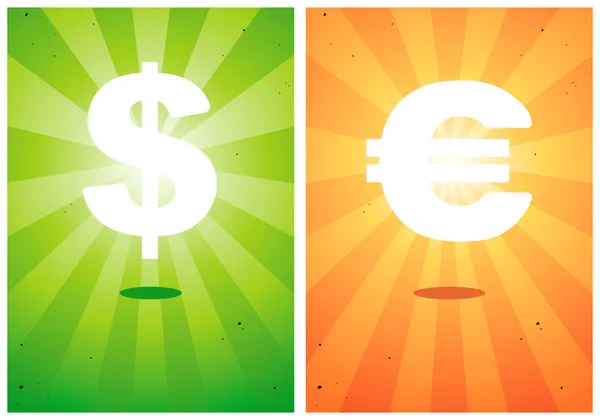 Illustrazioni dei segni dollaro ed euro — Vettoriale Stock