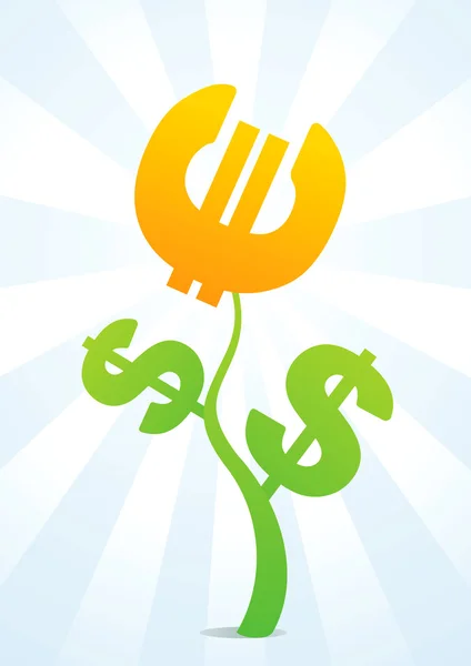 Fleur du dollar et de l'euro — Image vectorielle