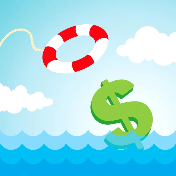 Lifebuoy e un simbolo del dollaro — Vettoriale Stock
