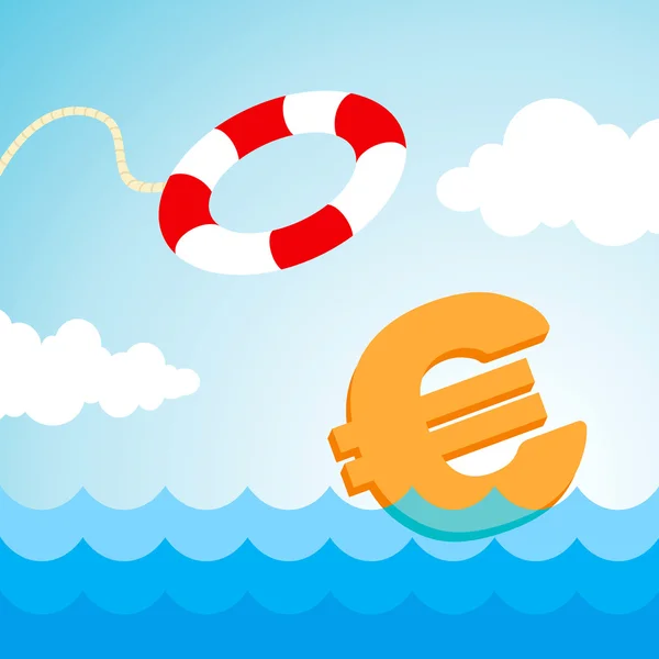 Lifebuoy and a euro sign — Stock Vector