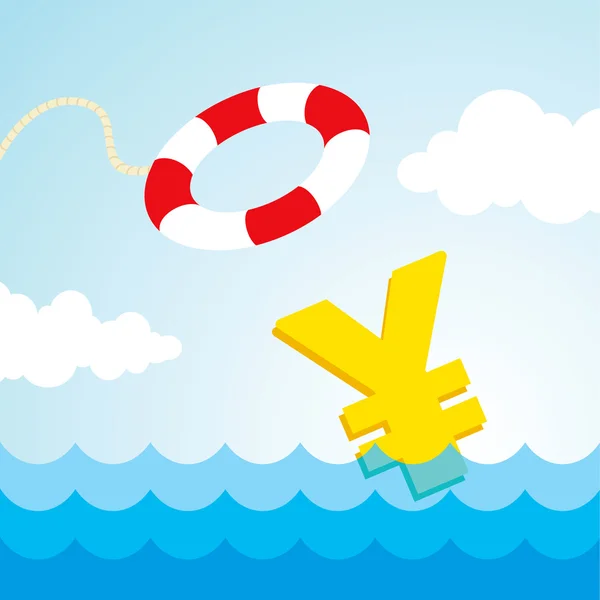 Lifebuoy and a yen sign — Stock Vector