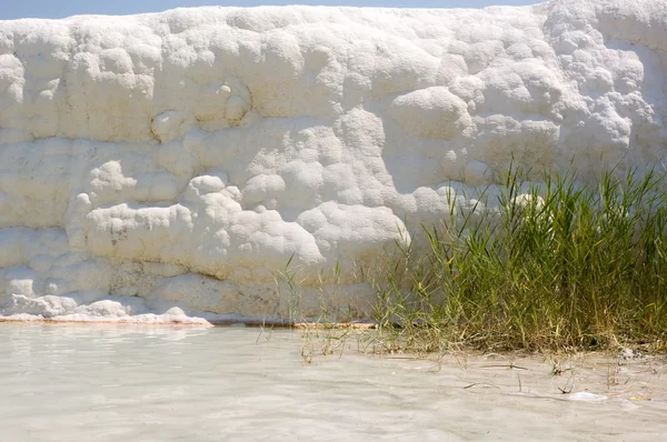 Naturlig Rent Hvid Kalkmur Pamukkale Naturligt Sted Attraktion Det Sydvestlige - Stock-foto