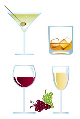 Clip-arts of alcoholic drinks on white background clipart