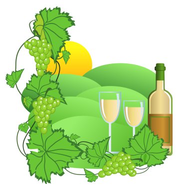 İllustration of vineyard with wine clipart