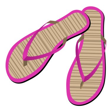 Illustration of straw flip flops on white background