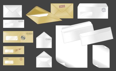 Collection of stamped envelopes with letters clipart