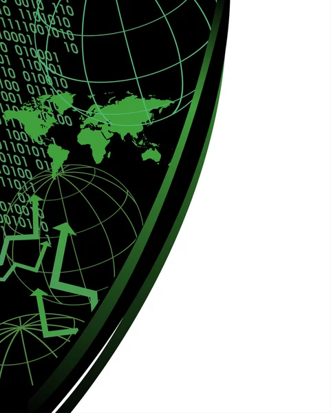 Abstrakter Hintergrund Mit Weltkarte Globen Und Digitalen Zahlen — Stockvektor
