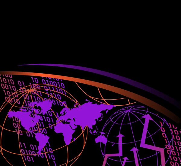 Fond Abstrait Avec Carte Monde Globes Numéros Numériques — Image vectorielle