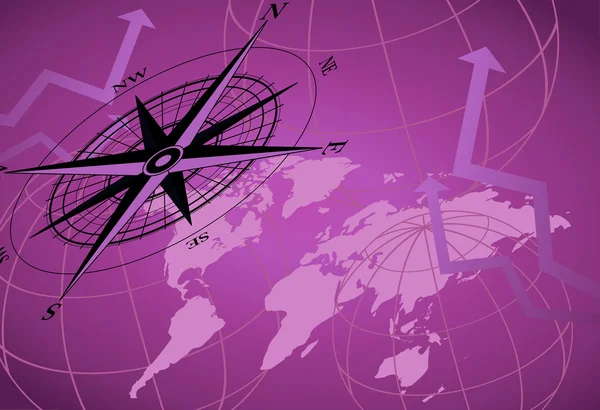 Abstrakter Hintergrund Mit Kompasssymbol Und Globus — Stockvektor