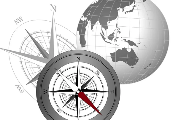 Значок компас і глобус — стоковий вектор