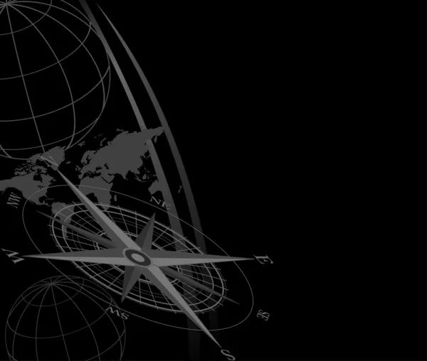 带指南针图标和世界各地的抽象背景 — 图库矢量图片