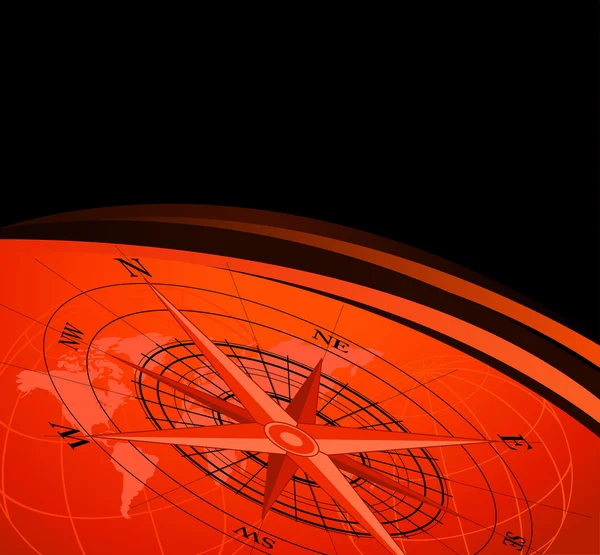 Kompasssymbol und Globus — Stockvektor