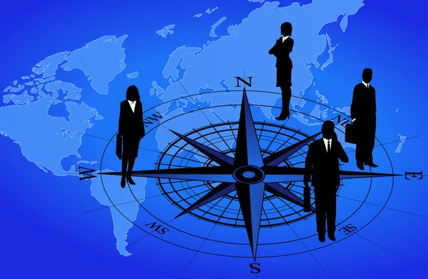 Hommes d'affaires sur Compass — Image vectorielle