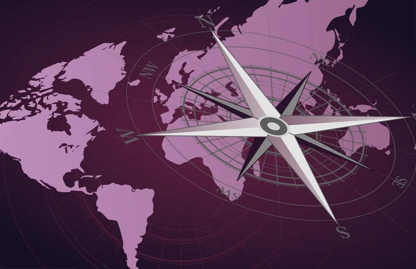 Abstracte Achtergrond Met Kompas Wereldkaart — Stockvector