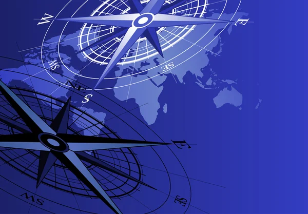 Abstraktní Pozadí Kompasem Světovou Mapou — Stockový vektor