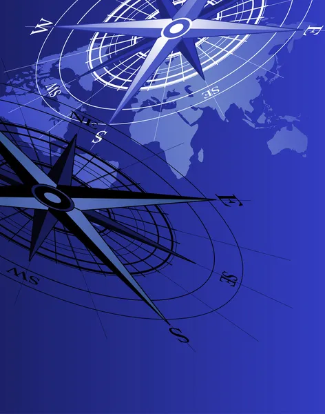 Streszczenie Tła Kompasem Mapą Świata — Wektor stockowy