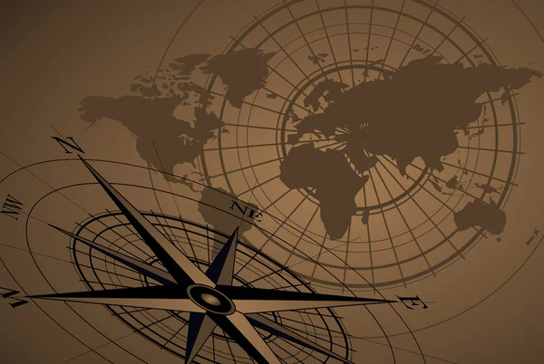 指南针和地图 — 图库矢量图片