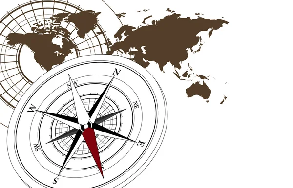 Kompas a mapa — Stockový vektor