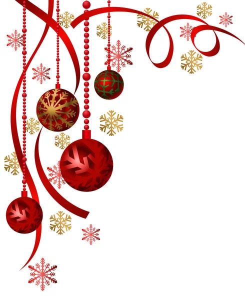 雪フレークと装飾クリスマスの背景 — ストックベクタ