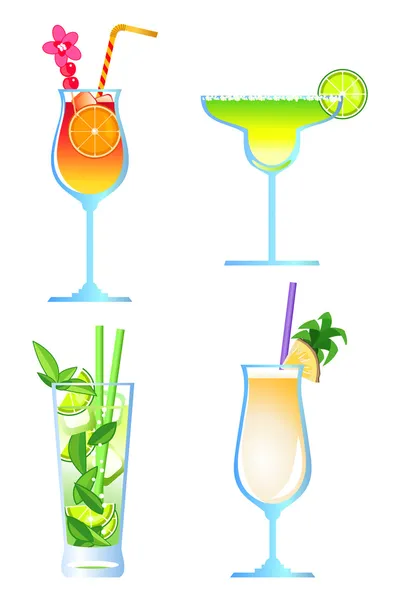 Clip Arts Alcoholic Drinks White Background — Stock Vector