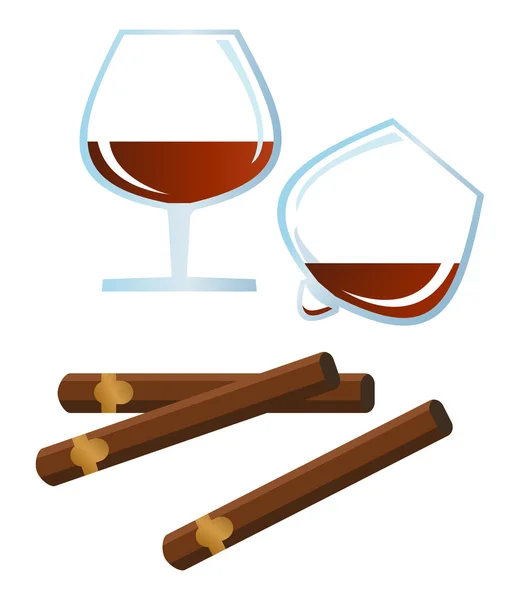 Rum and Cigar — Stock Vector