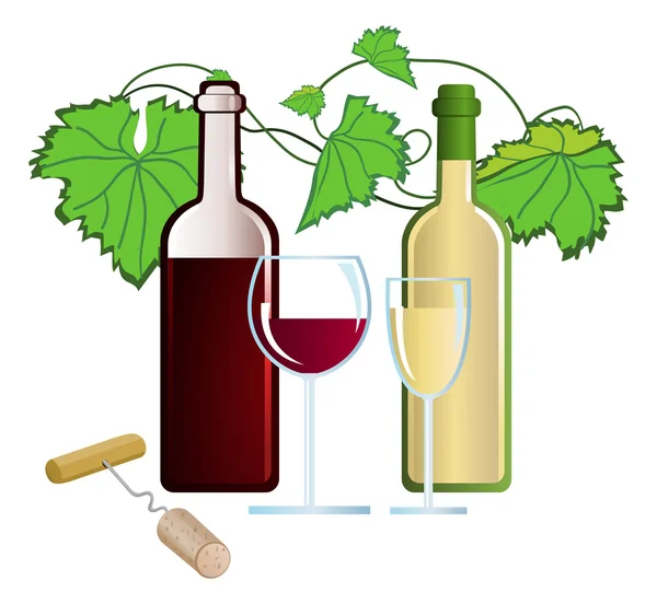 Llustration Wine White Background — Stock Vector